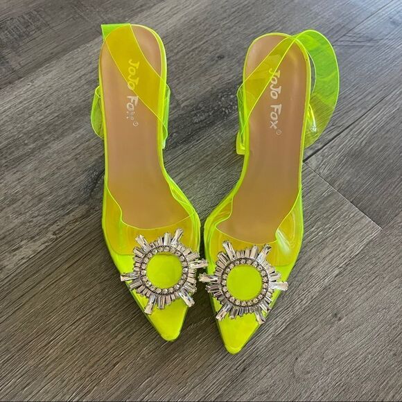 Amina Muaddi Style Rosie Crystal-Embellished Transparent Slingback Pumps - Picture 1 of 10